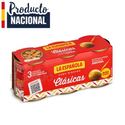 Aceitunas La Española con Anchoas Pack 3 Unidades.