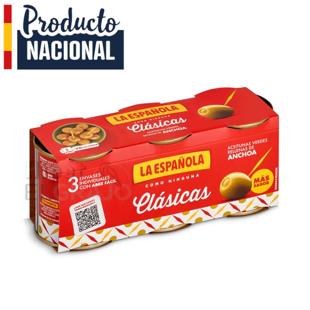 Aceitunas La Española con Anchoas Pack 3 Unidades.