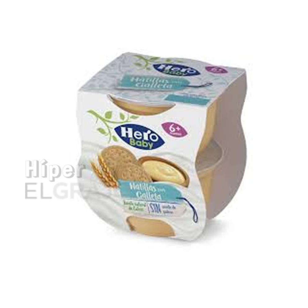 Hero Baby Natillas con Galleta Pack de 2, 130Gr.