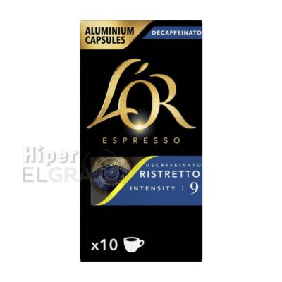 Café Lor Ristretto Descafeinado Intensidad 9, 10 Unidades.