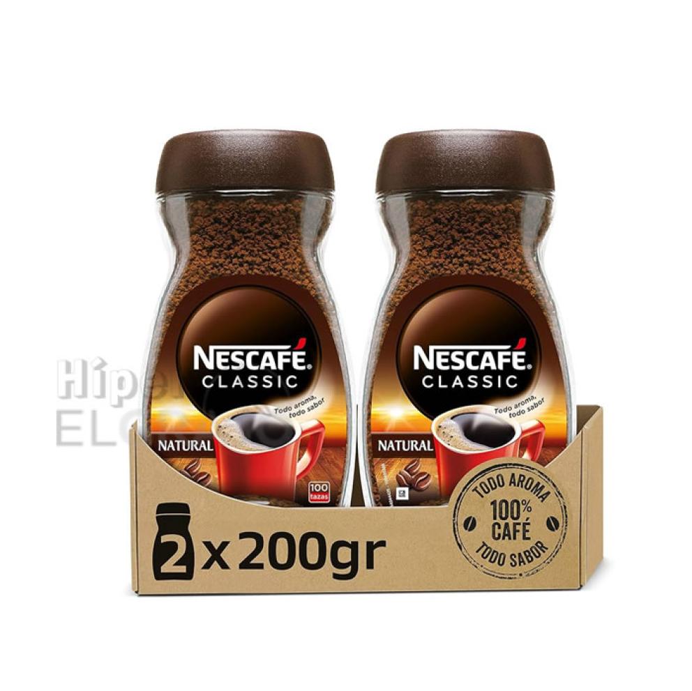 Nescafé Lote de 2 Unidades, 200g, Botes de Cristal.