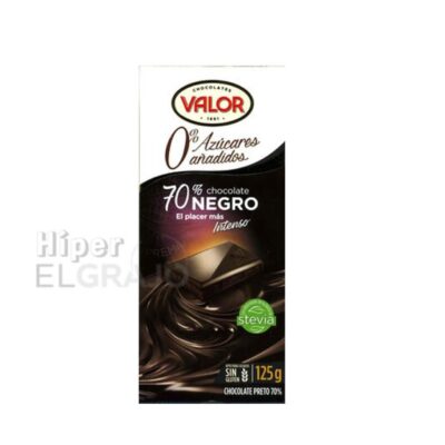 Chocolate Valor Sin Azúcar Negro 70%, 100gr.
