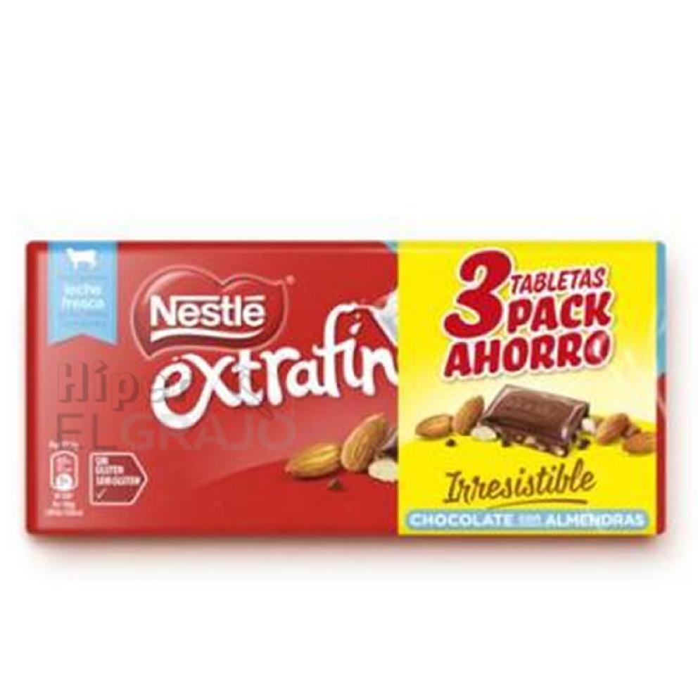 Pack 3 Unidades Chocolate Nestle Almendras 123gr