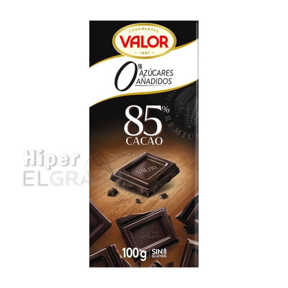 Chocolate Valor Negro, Cacao 85%, 0% Azucares.