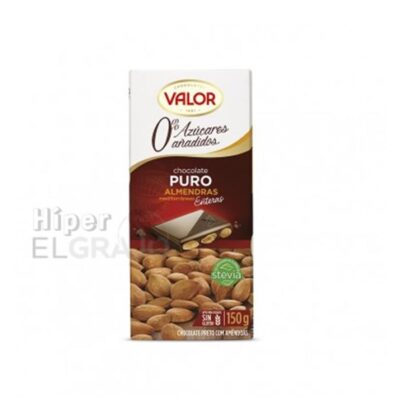Chocolate Puro Valor con Almendras, 0% Azúcar 150gr.