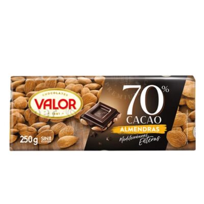 Choco Valor 70% Cacao Almendras 250gr.