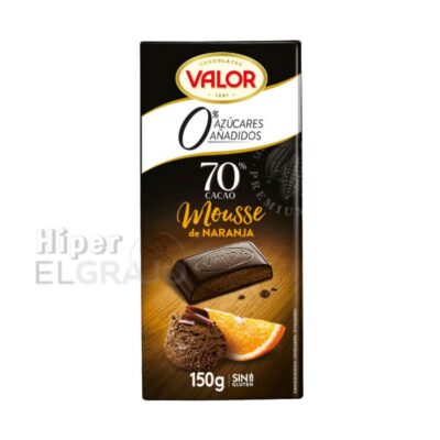 Chocolate Negro 70% con Naranja, Valor 150gr.