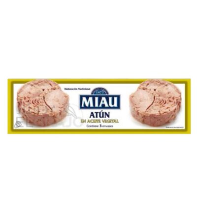 Atún en Aceite de Girasol, Miau Pack de 3 Unidades.