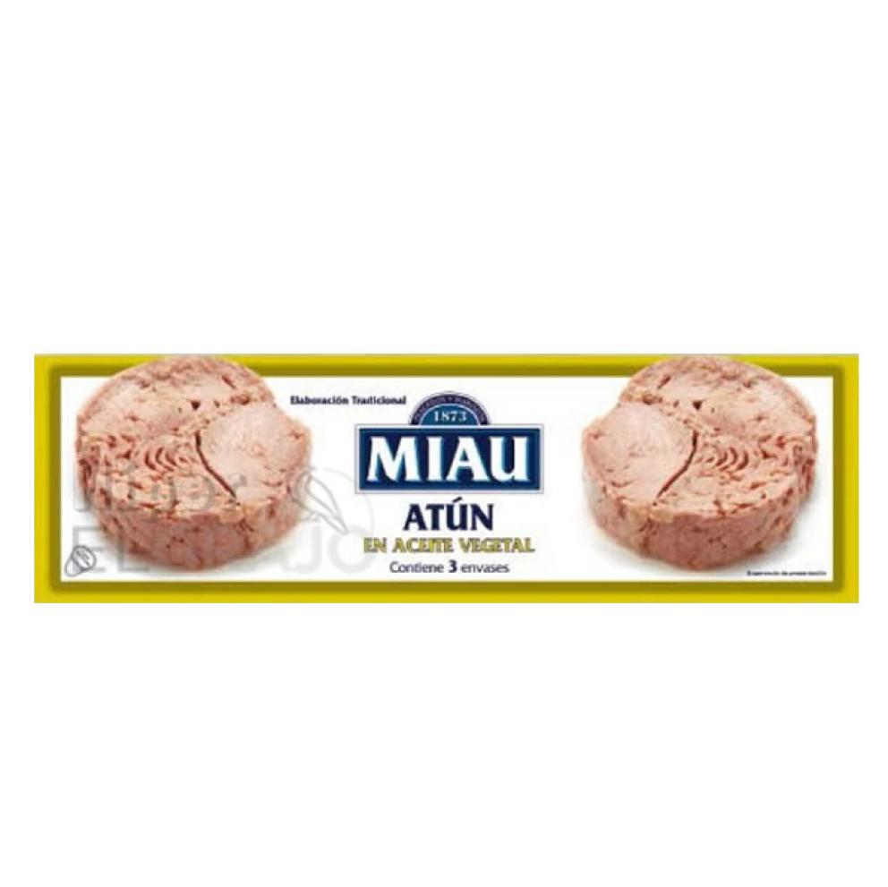 Atún en Aceite de Girasol, Miau Pack de 3 Unidades.