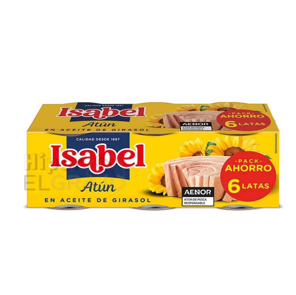 Latas de Atún Isabel Aceite de Girasol Pack 6 + 2 Gratis.