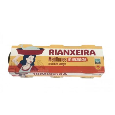 Mejillones en Escabeche Rianxeira Pack de 3 Unidades.