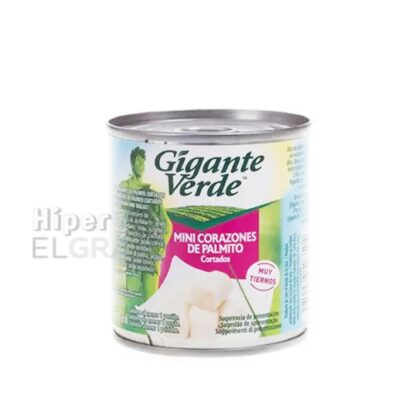 Lata de Mini Palmito Gigante Verde, 110g.