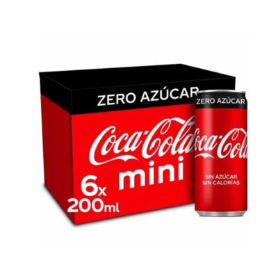 Latas Coca Cola mini sin azúcar, Pack de 6, 200ml.