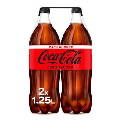 Botellas Coca Cola Zero Azúcar Pack de 2, 1.25l.