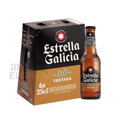 Cerveza Tostada Estrella Galicia 0.0 Alcohol, Pack de 6.