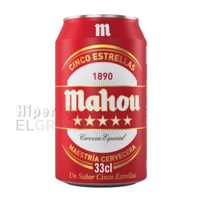 Lata Cerveza Mahou 5 Estrellas 33cl.