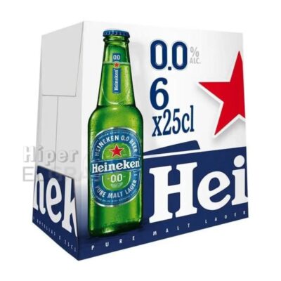 Cerveza Heineken 0.0% Alcohol, Pack de 6, 250ml.