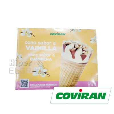 Helados Conos Vainilla sin Azúcar Coviran Pack de 4.