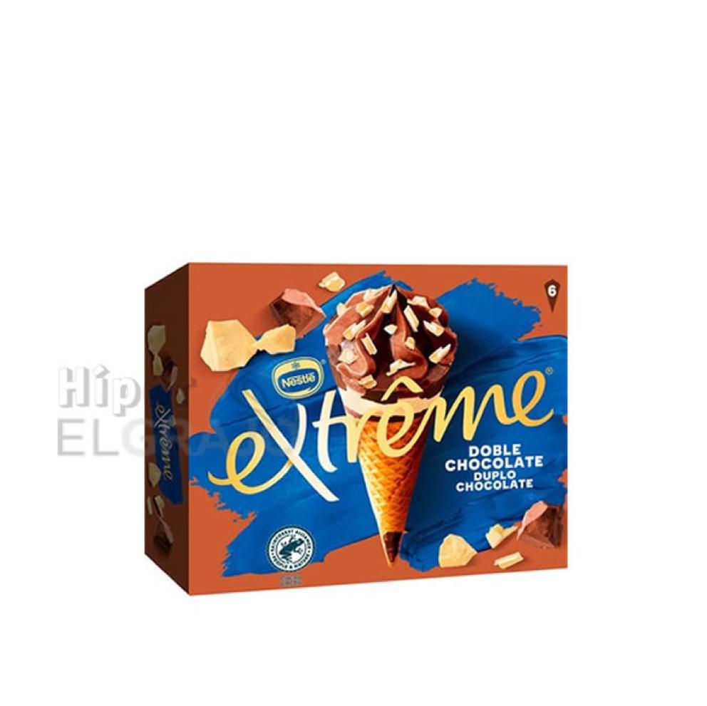 Cono Extreme Doble Chocolate Nestlé Pack de 6 Unidades.