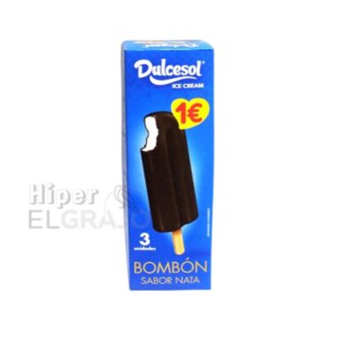 Helado Bombon Nata Pack 3 Unidades, Dulcesol.