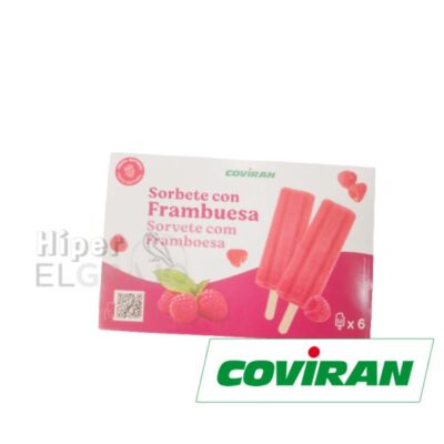 Helado Sorbete Frambuesa Coviran Pack 6 Unidades.