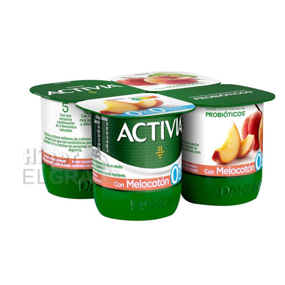 Danone Activia 0% Melocotón 4 Unidades.