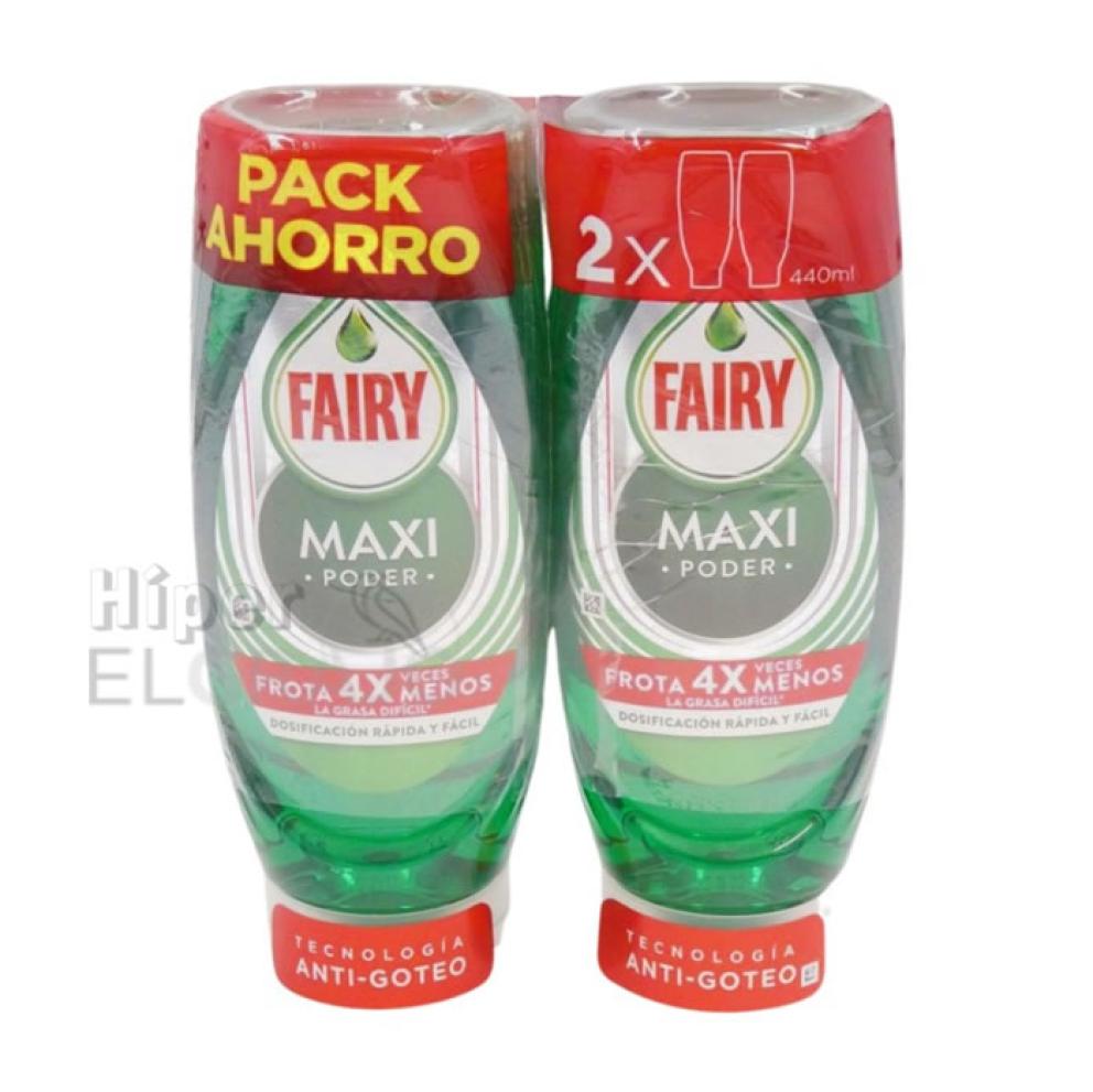 Vajillas Fairy Maxi Poder Pack de 2 Unidades, 440ml.