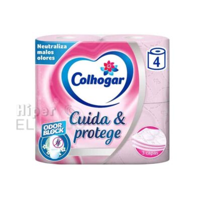 Papel Colhogar 4 Rollos, Protect Rosa, 3 Capas.
