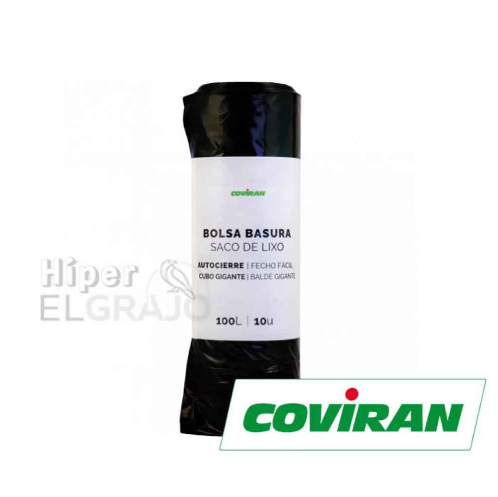 Bolsa Basura Negra Coviran 100L, 10 Unidades.